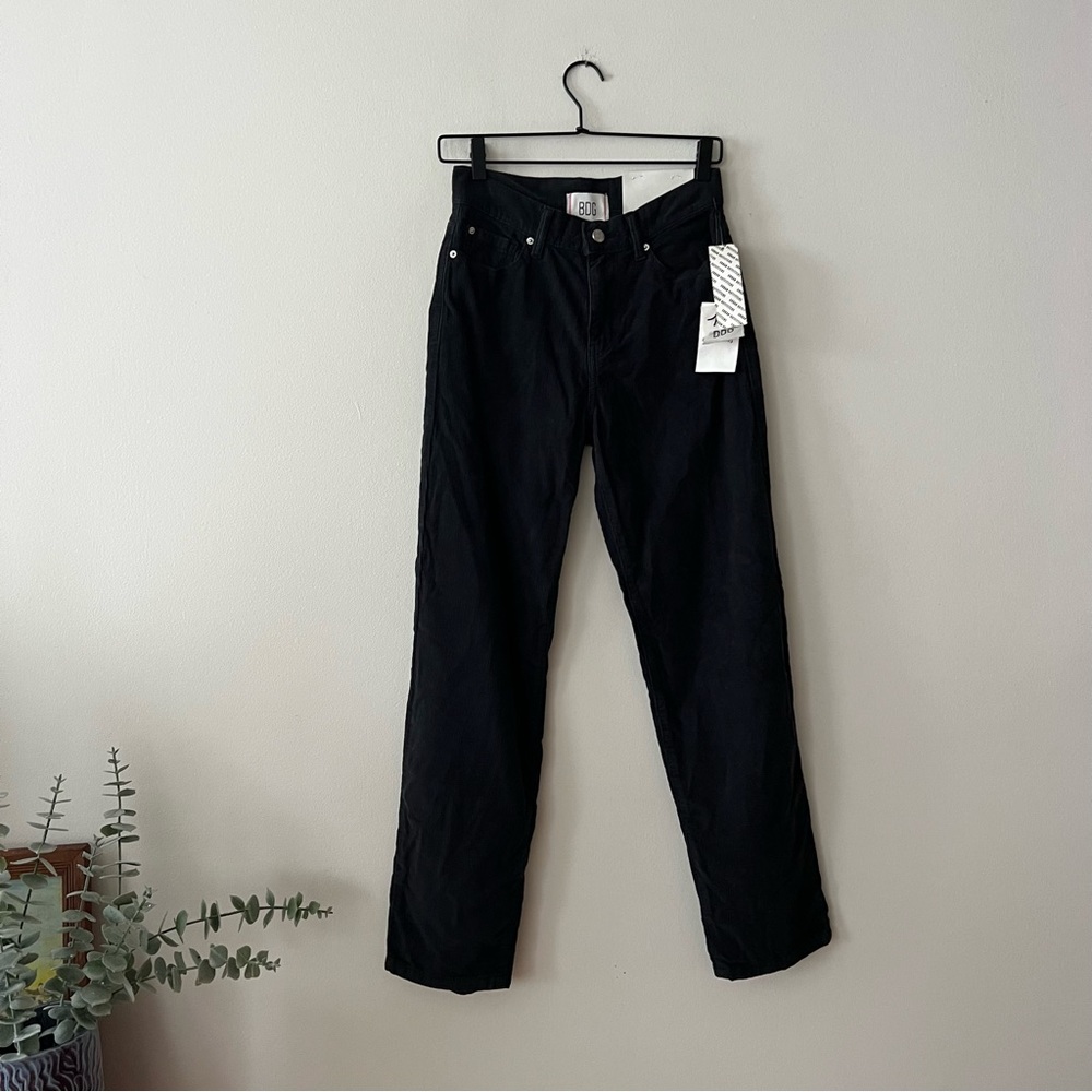 UO BDG Black Corduroy Pegged Cowboy High Rise Pants